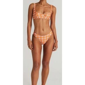 Faithfull the Brand Orange Plaid Bikini - NWT - 70’s Vibes
